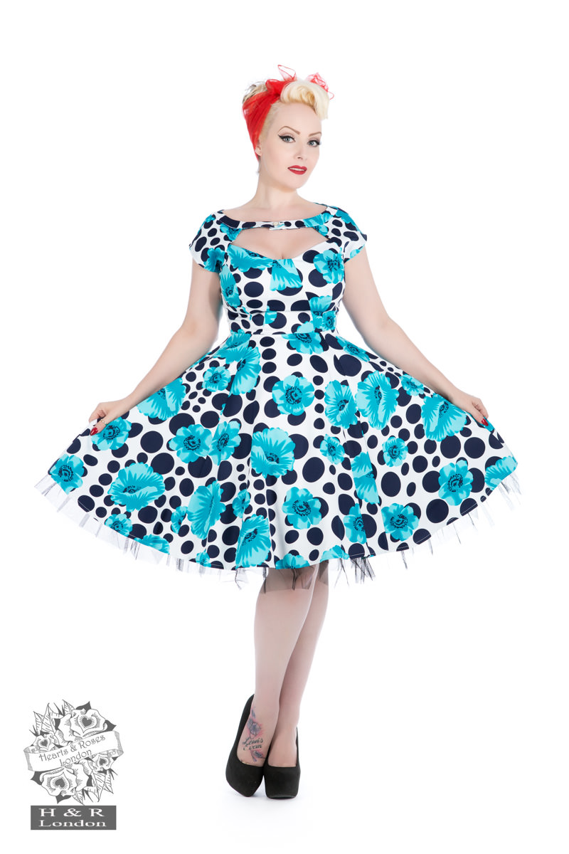 Poppy Blue Dot Day Dress